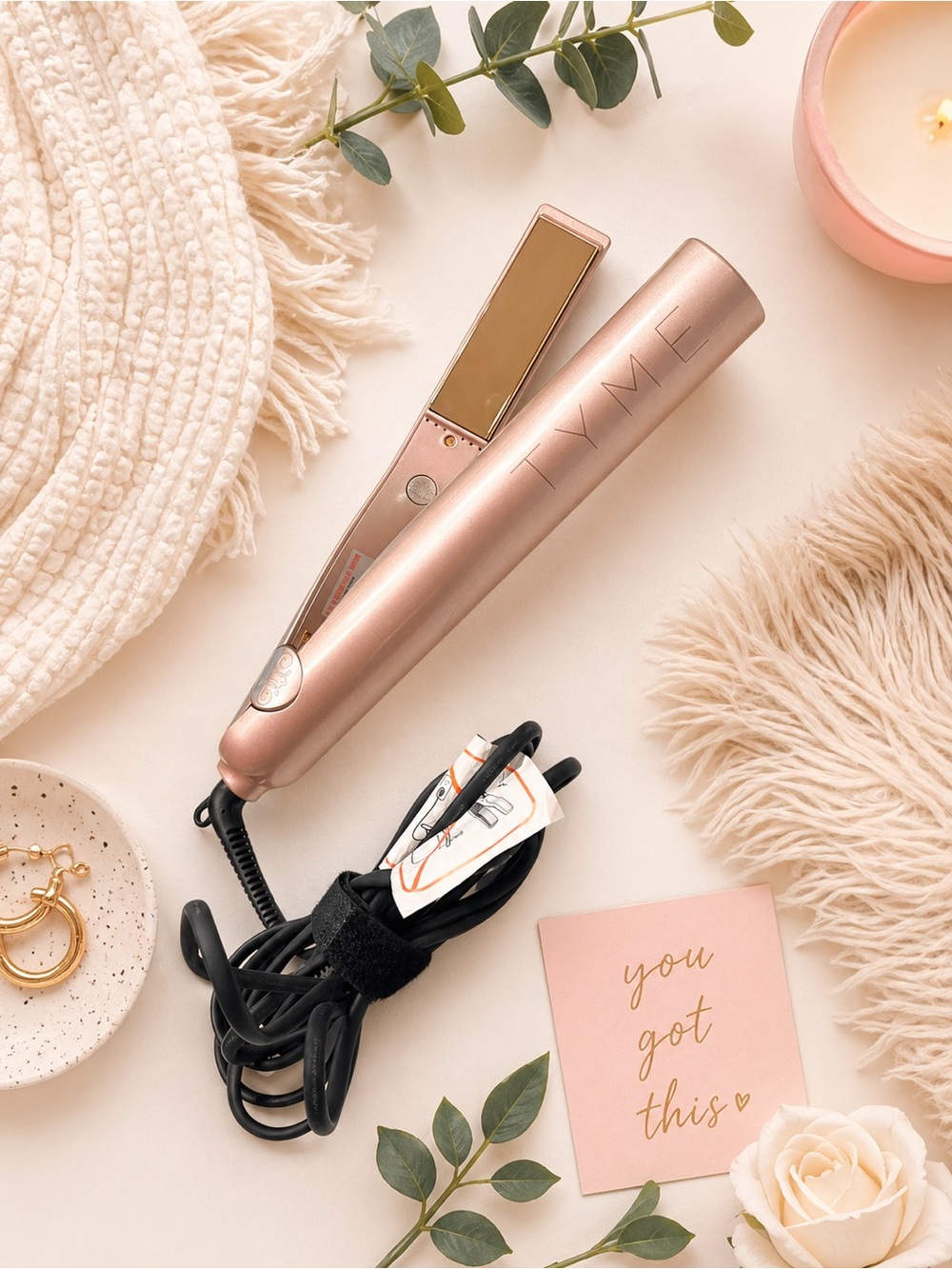 TYME Rose Gold Hair Straightener Flat Iron Curling Iron Styling Tool